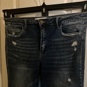 Stylish Distressed Skinny Jeans in Dark Blue